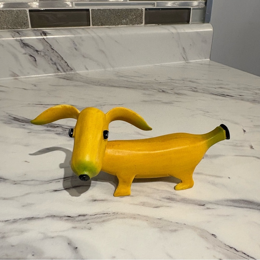 Vintage Enesco Home Grown Banana Dachshund Dog Anthropomorphic weiner dog